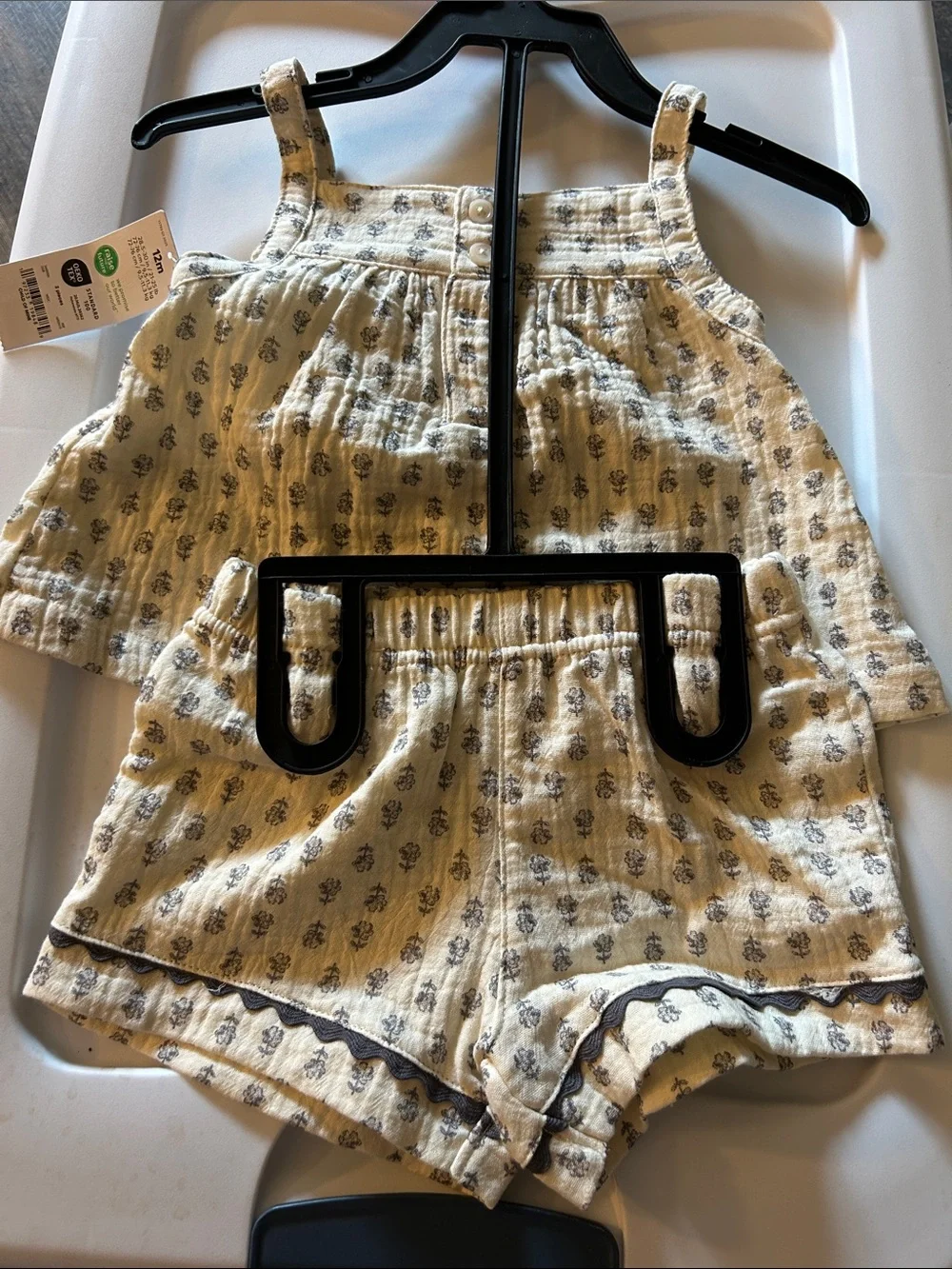 Carter's Cream and Gray Floral Baby Two-Piece Set